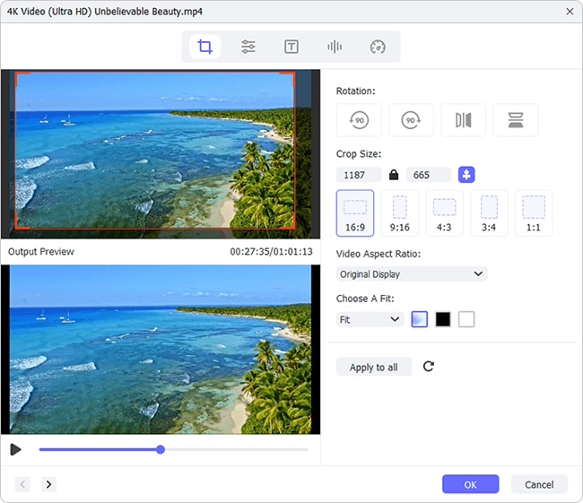 change preview video aspect ratio in photostage
