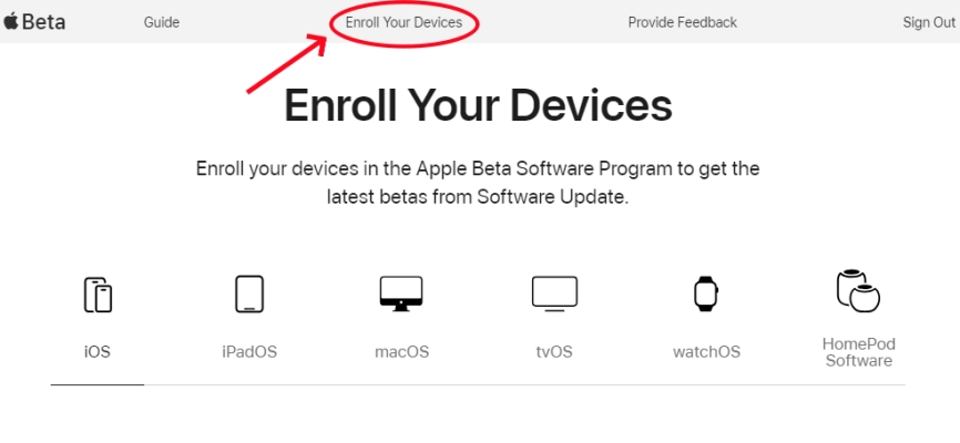 enroll your devices in beta program