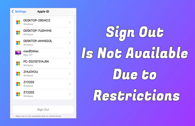 apple id says sign out is not available due to restrictions