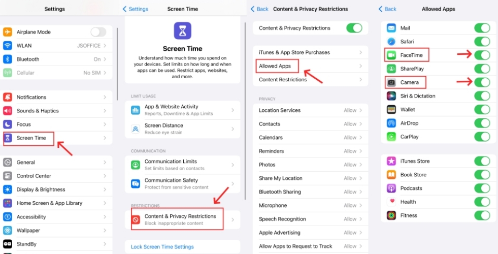 remove facetime privacy restrictions