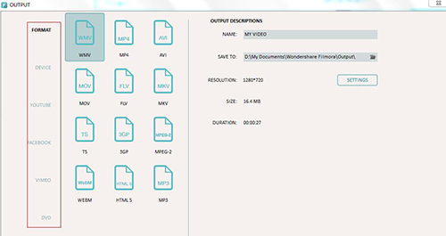 filmora video output