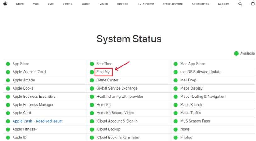 visit apple system status page