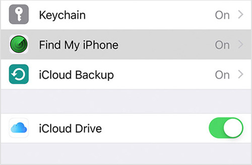 enable find my iphone