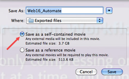 export quicktime movie with audio