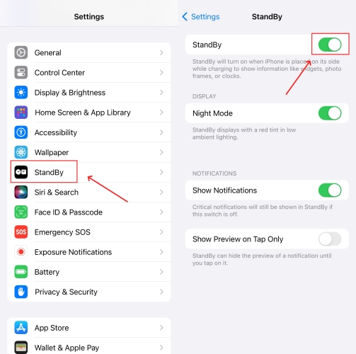 disable and enable standby mode