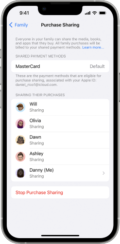 stop purchase sharing on iphone