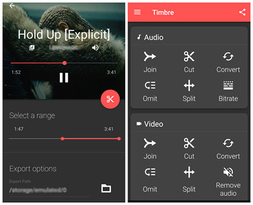 timbre cut videos on android