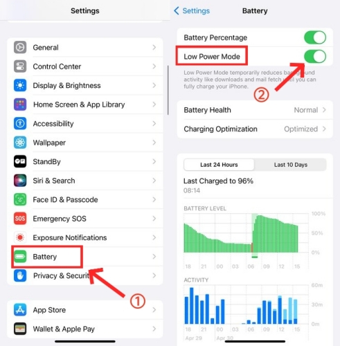 turn off low power mode on iphone