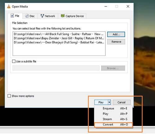 merge mp3 files in vlc