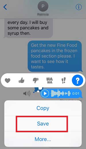 audio messges save voice memo