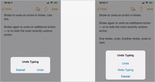 iphone notes shake to undo