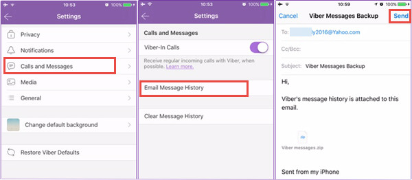 restore viber messages from email backup