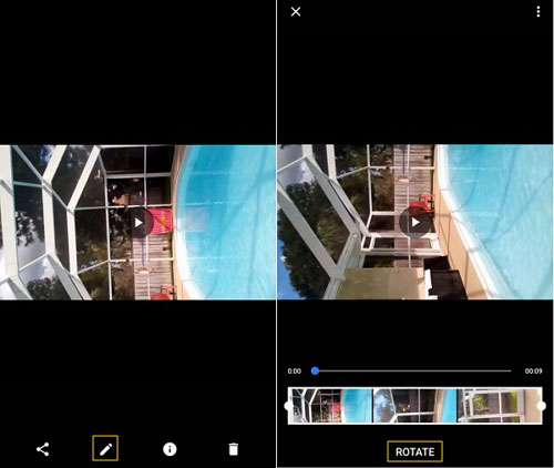 rotate facebook video google photo on android